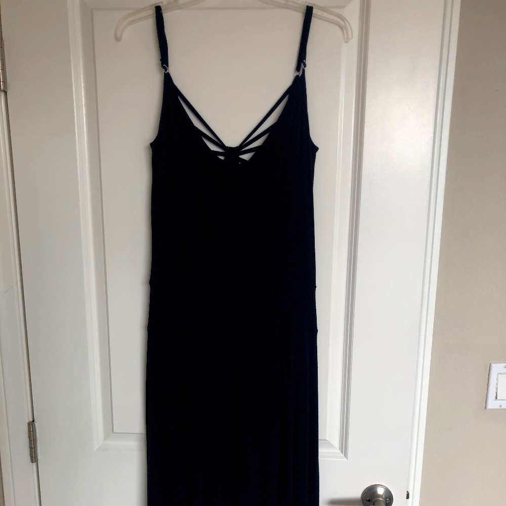 Black Cotton Designer Sample Dress with Sexy Back